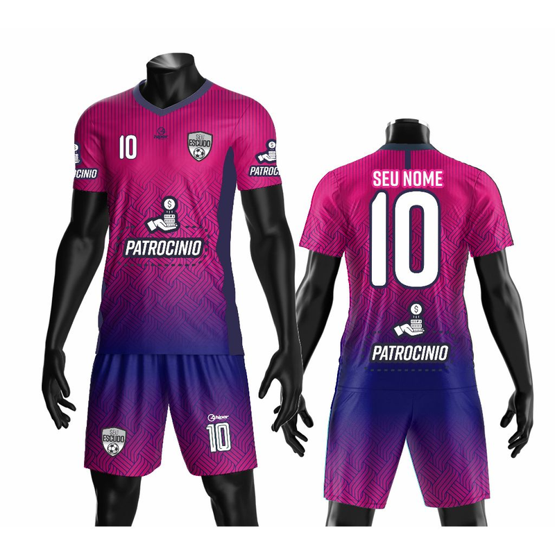 Jogo De Camisas+calção Fardamento Uniforme Futebol 12 Peças Personalizado Patrocínio Nome Escudo