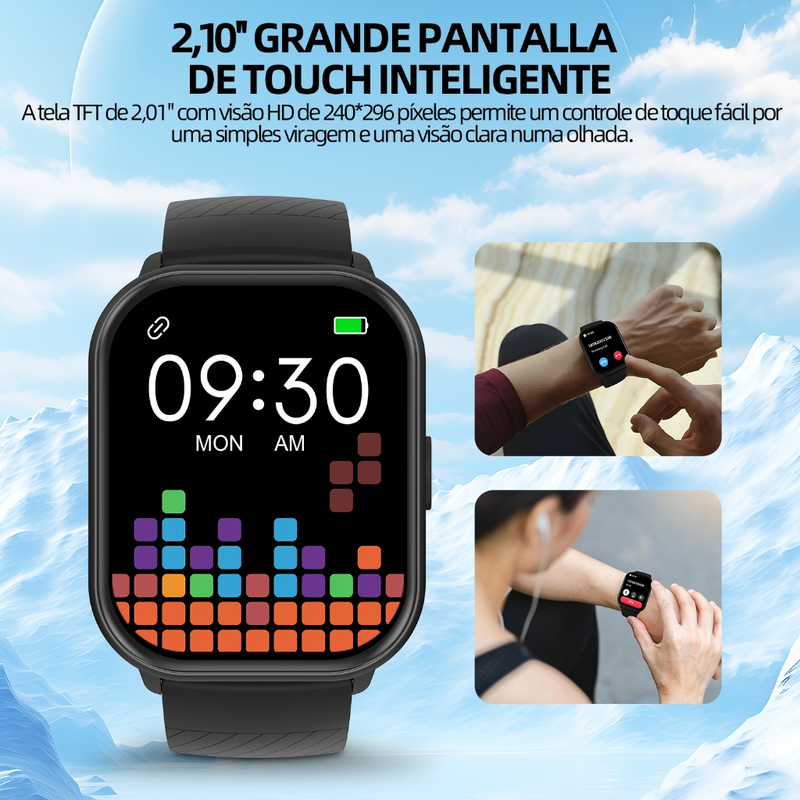 BETTDOW Relógio inteligente Tela cheia Rastreador de fitness sensível ao toque IP68 À prova d'água Suporta dados GPS do