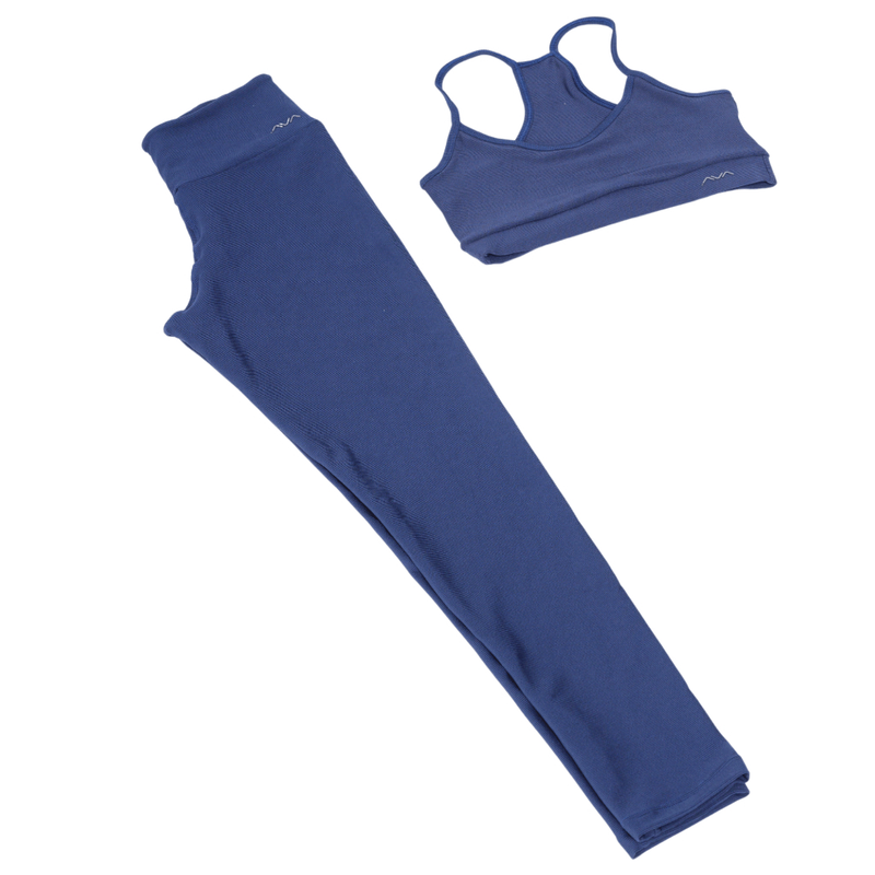 Conjunto Fitness Top + Legging Canelado com Bolso