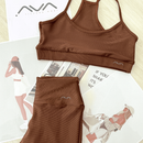 Conjunto Fitness Top + Legging Canelado com Bolso