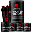 Kit Whey Protein Fusion + Bcaa + Creatina Pura Monohidratada + Glutamina + Colágeno + Shaker
