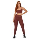 Conjunto Feminino Academia Top e Legging Com Bolso No Cós Tecido Canelado AVA Fitness