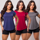Kit 3 Camisetas Academia Feminina Dry Fit