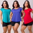 Kit 3 Camisetas Academia Feminina Dry Fit