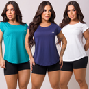 Kit 3 Camisetas Academia Feminina Dry Fit