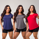 Kit 3 Camisetas Academia Feminina Dry Fit
