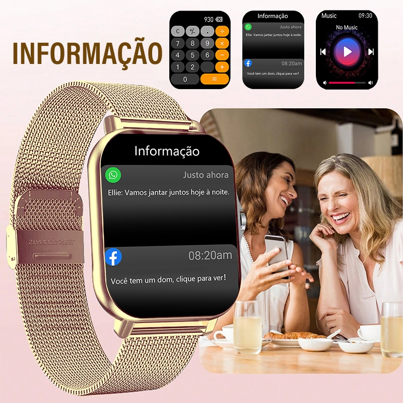 YANG WIERA 2025 Smart Watch Women 1.69 "Color Screen Full touch Fitness Tracker Relógio inteligente à prova d'água IP67