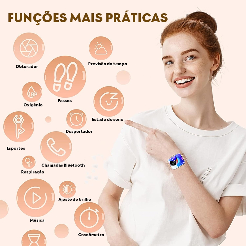YANG WIERA 2025 Smart Watch Women 1.69 "Color Screen Full touch Fitness Tracker Relógio inteligente à prova d'água IP67