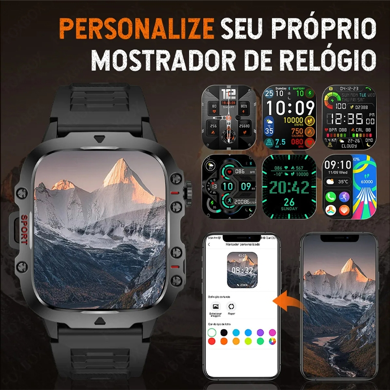 Smartwatch Monitor de frequência cardíaca Relógios masculinos Bluetooth Call Esportes Fitness Relógio inteligente