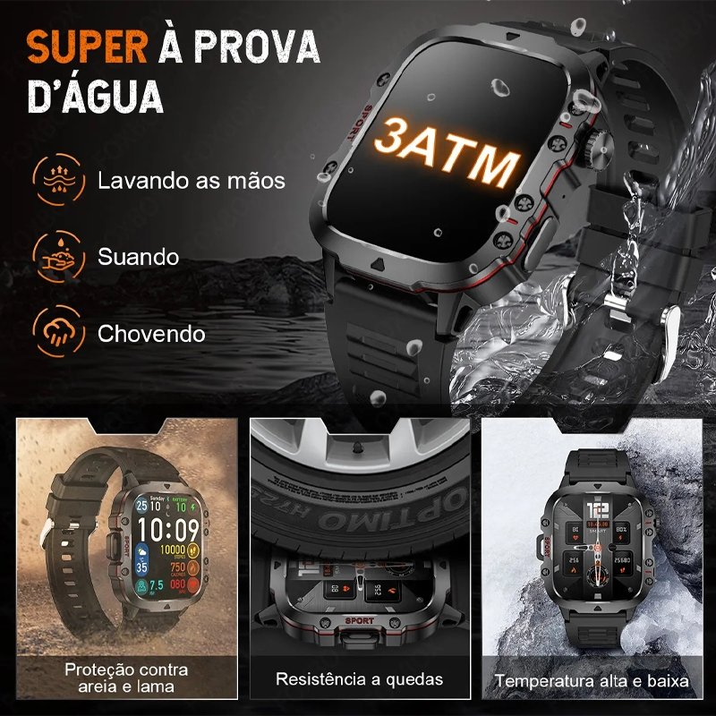 Smartwatch Monitor de frequência cardíaca Relógios masculinos Bluetooth Call Esportes Fitness Relógio inteligente