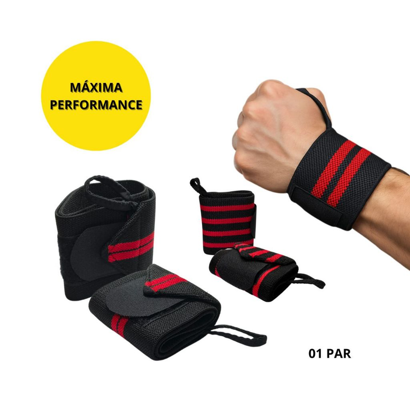 Munhequeira Profissional para Academia Musculação Crossfit – Suporte Ajustável Anti Lesão Punho | Par Alta Performance