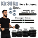 Conjunto De Halter Kit Peso Emborrachado 30kg Musculação