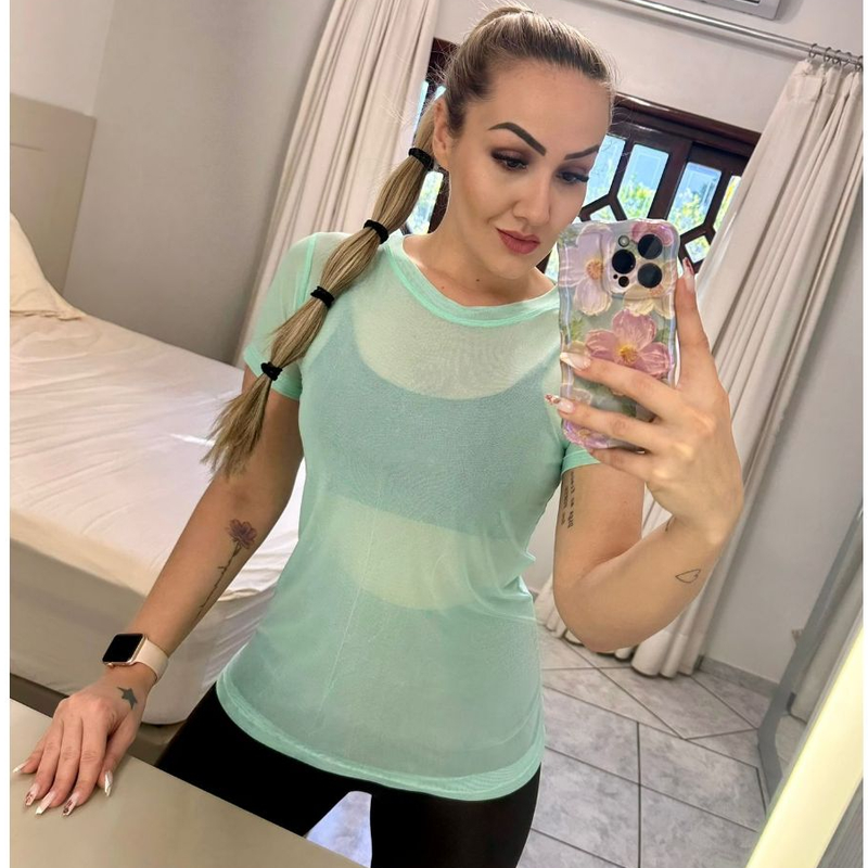 Blusa Feminina de Tule Transparente