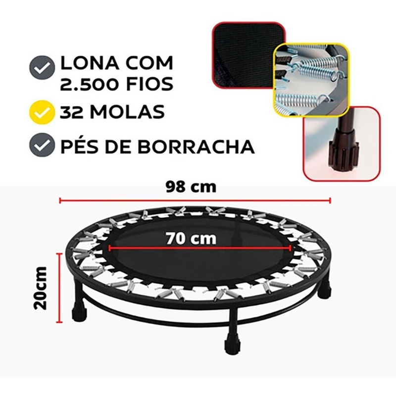 Kit Aeróbico Mini Jump + halter 2kg + caneleira2 + step + Colchonete + extensor + roda + mini band médio + corda