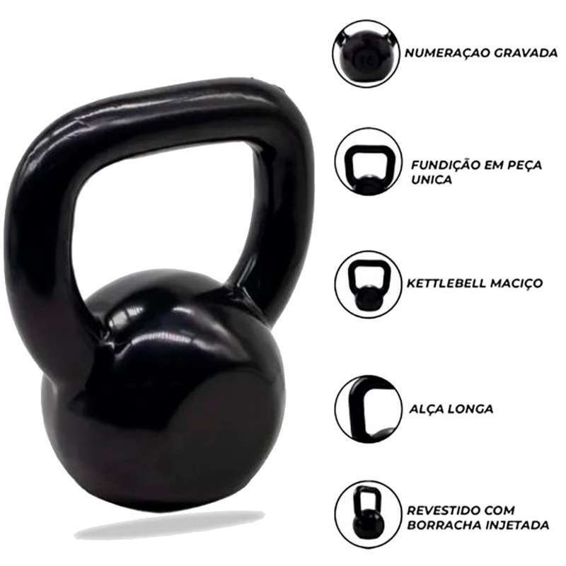 KIT AERÓBICO - KETTLEBELL 4KG + PAR HALTER 3KG