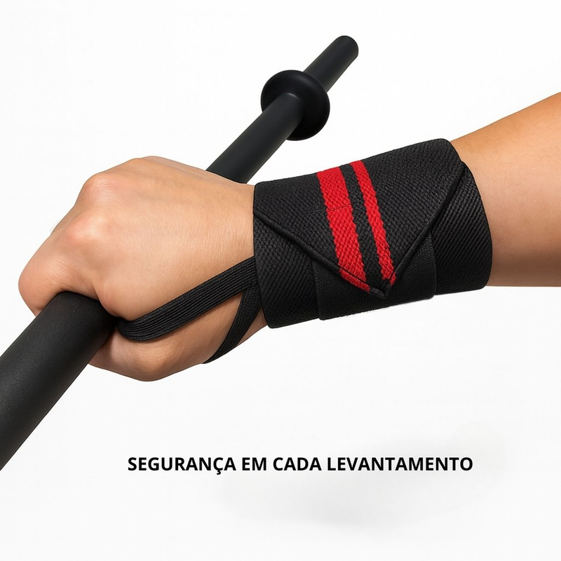 Munhequeira Profissional para Academia Musculação Crossfit – Suporte Ajustável Anti Lesão Punho | Par Alta Performance