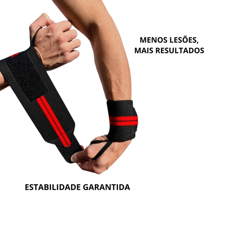 Munhequeira Profissional para Academia Musculação Crossfit – Suporte Ajustável Anti Lesão Punho | Par Alta Performance